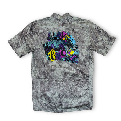 Vintage uvex Radlershirt Radlertrikot crazy pattern grau mit Print L