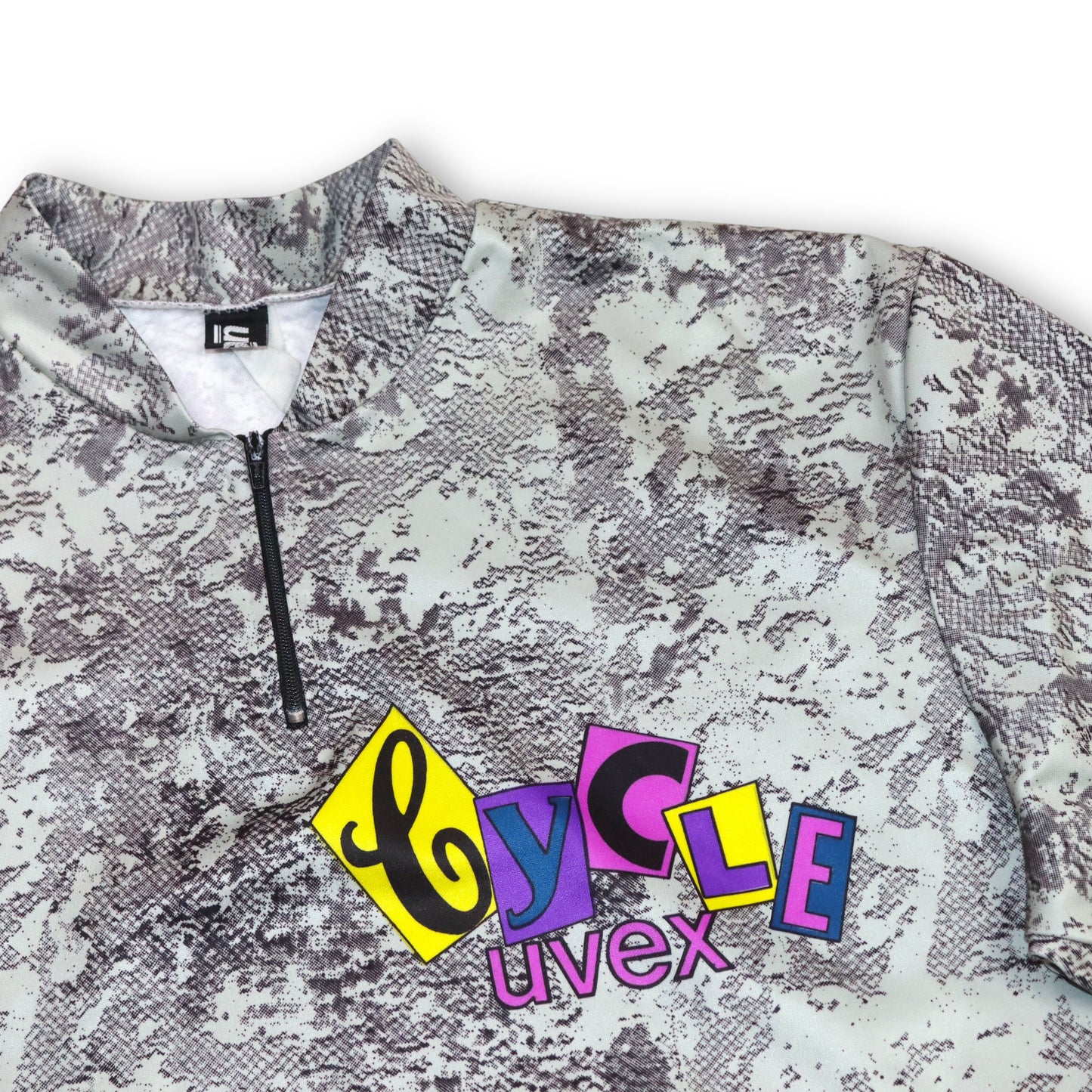 Vintage uvex Radlershirt Radlertrikot crazy pattern grau mit Print L