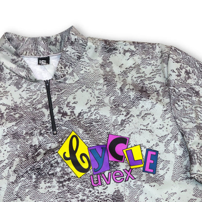 Vintage uvex Radlershirt Radlertrikot crazy pattern grau mit Print L