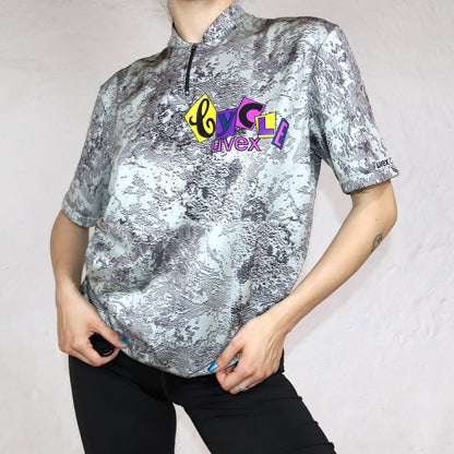 Vintage uvex Radlershirt Radlertrikot crazy pattern grau mit Print L
