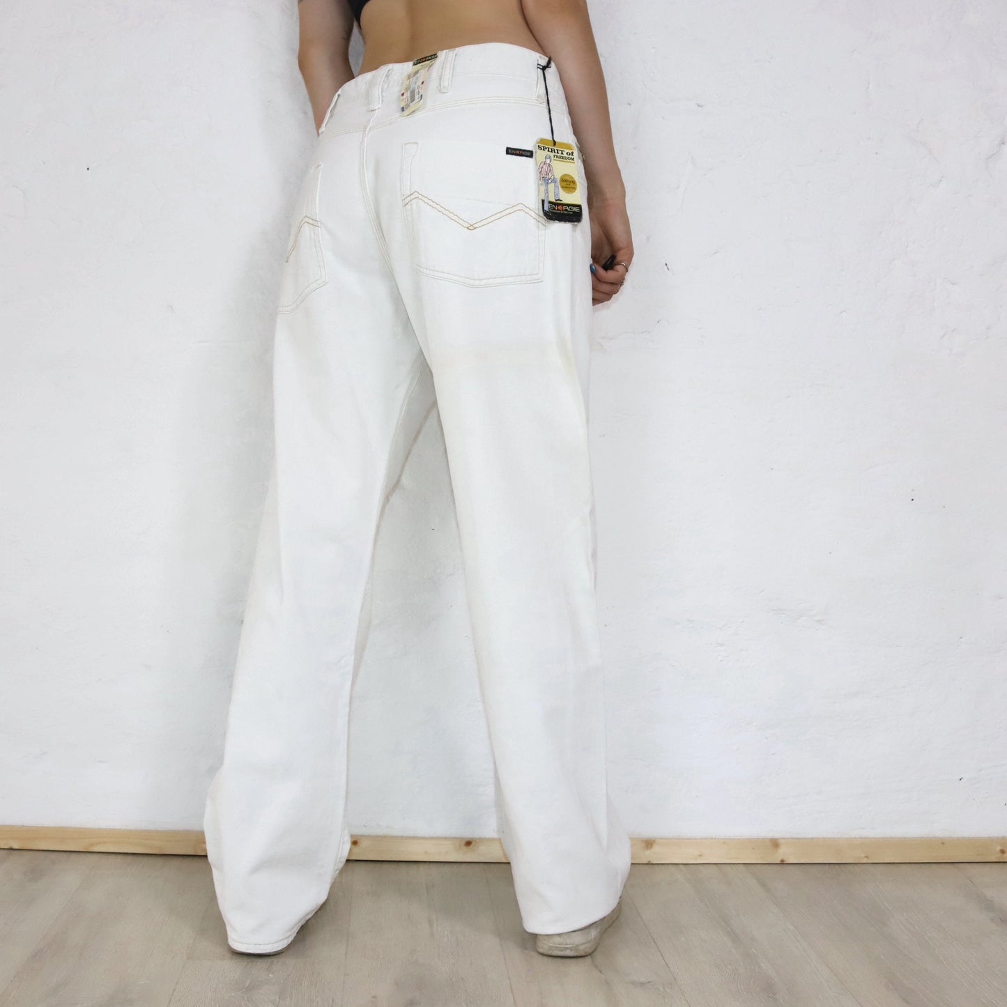 Vintage Y2K ENERGIE Baggy Jeans white Deadstock W34