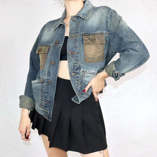 Vintage ENERGIE denim jacket with corduroy Deadstock M
