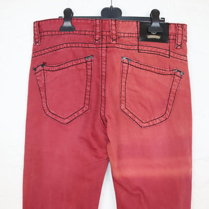 Vintage Y2K BMJ Baggy Pants Jeans Red Deadstock W33/L34