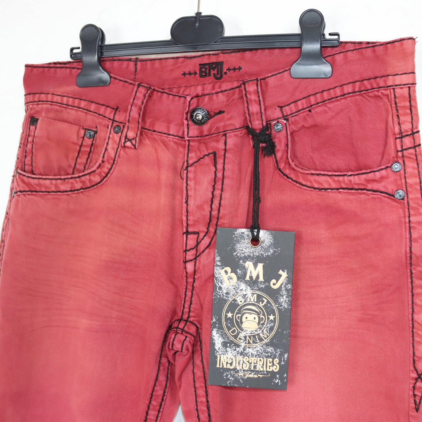 Vintage Y2K BMJ Baggy Pants Jeans Red Deadstock W33/L34