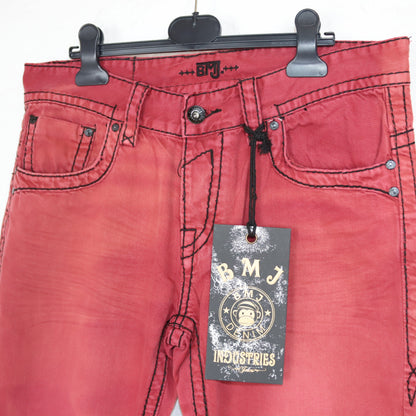 Vintage Y2K BMJ Baggy Pants Jeans Red Deadstock W33/L34