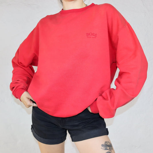 Vintage HUGO BOSS Sweatshirt Pullover rot M