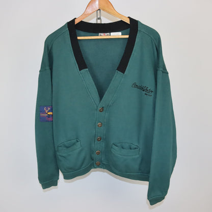 Vintage AQUILA Cardigan grün mit Stickerei M