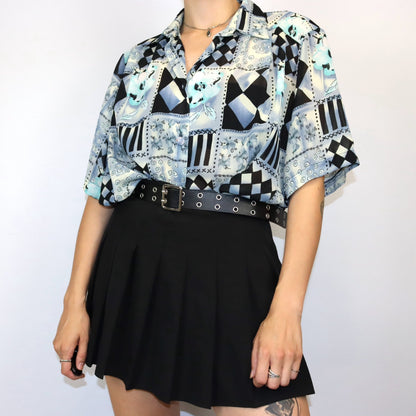 Vintage Bluse leicht transparent crazy pattern XXL