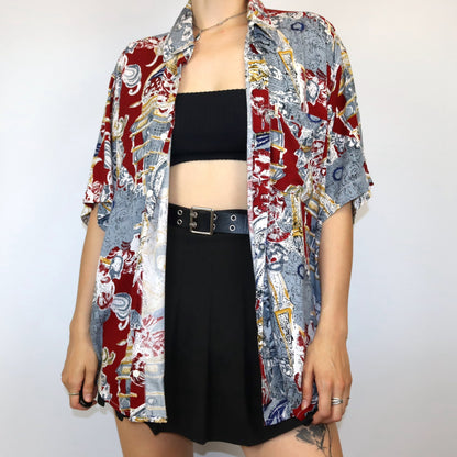 Vintage PSC shirt short sleeve crazy pattern Made in Thailand XL