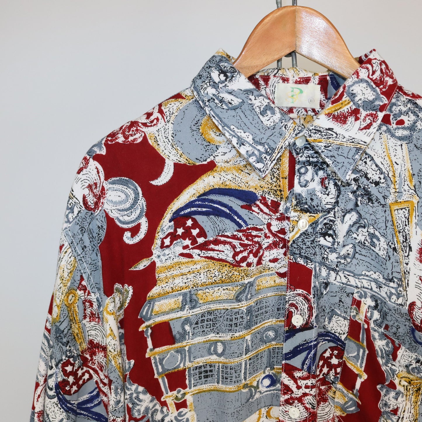 Vintage PSC shirt short sleeve crazy pattern Made in Thailand XL