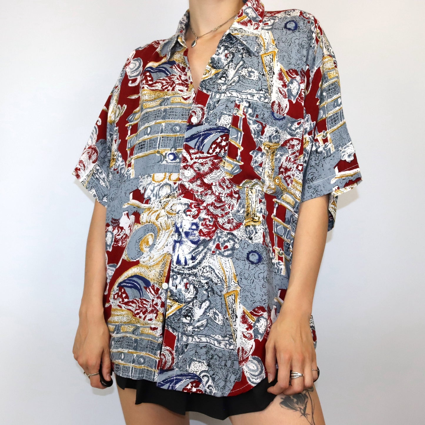 Vintage PSC shirt short sleeve crazy pattern Made in Thailand XL