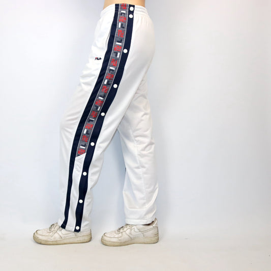 Vintage FILA jogging pants tracksuit pants white with button placket 48 M