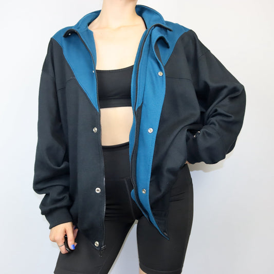 Vintage sweat jacket jacket black blue CLAYBROOKE XXL