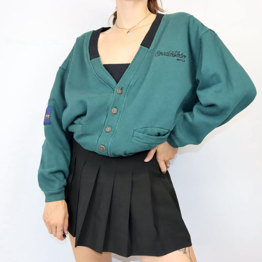 Vintage AQUILA Cardigan green with embroidery M