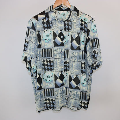Vintage Bluse leicht transparent crazy pattern XXL