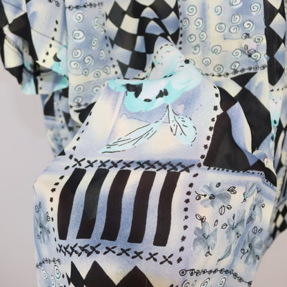 Vintage Bluse leicht transparent crazy pattern XXL