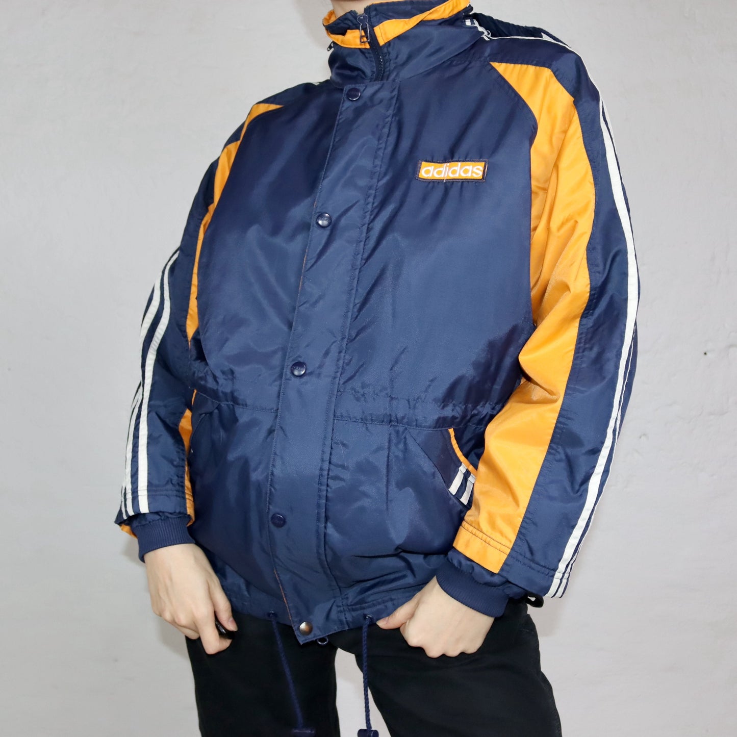 Vintage rain jacket lightly lined yellow dark blue Gore-Tex ADIDAS 164 S