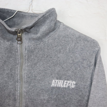 Vintage Y2K NIKE Trainingsjacke Jacke Samt Sweatjacke grau Stehkragen M Vorderseite Samtoptik