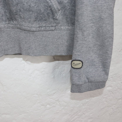 Vintage Y2K NIKE Trainingsjacke Jacke Samt Sweatjacke grau Stehkragen M Vorderseite Samtoptik