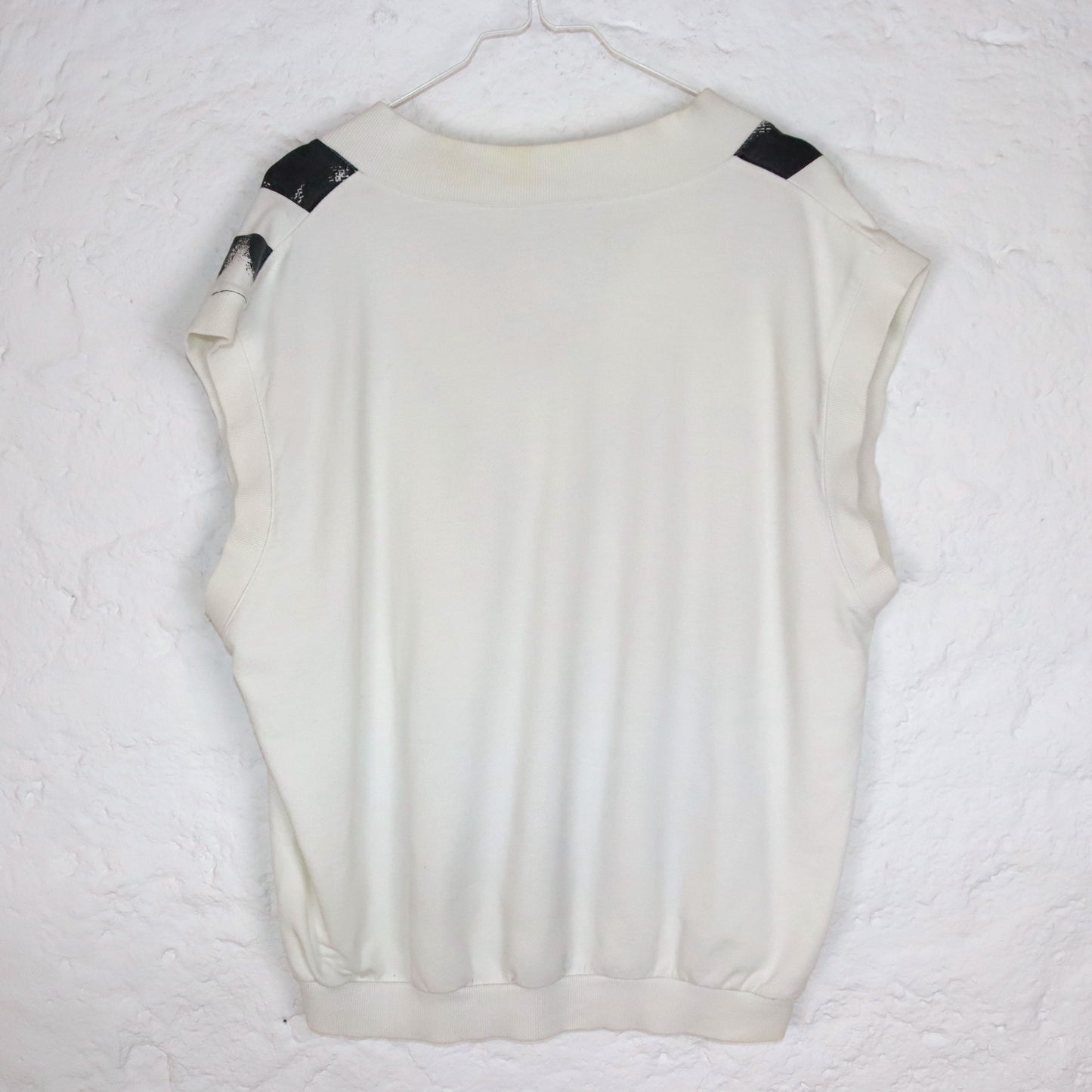 Vintage 80er 90er PRO KENNEX Pullunder crazy pattern weiß gestreift L 52