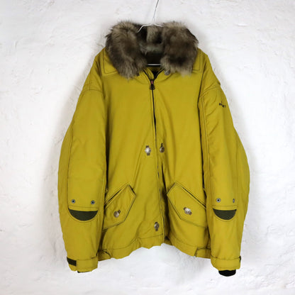 Vintage 80er 90er SOVIET Winterjacke gefüttert gelb Wolle Deadstock