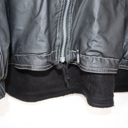 Vintage 80s 90s DISNEYLAND Paris PVC Rain Jacket inside Fleece Mickey Mouse Stand-Up Collar XL