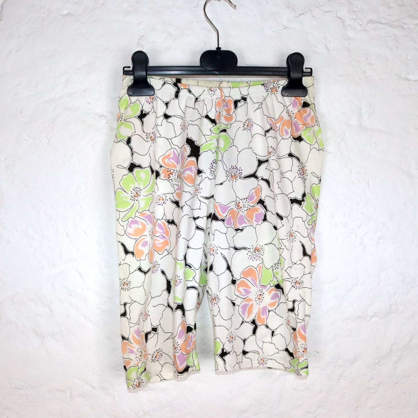 Vintage 80s 90s MEDICO cycling leggings crazy pattern white colorful Deadstock S