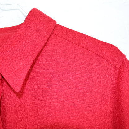 Vintage 80s 90s FAIR LADY maxi dress midi dress belt button placket red 42