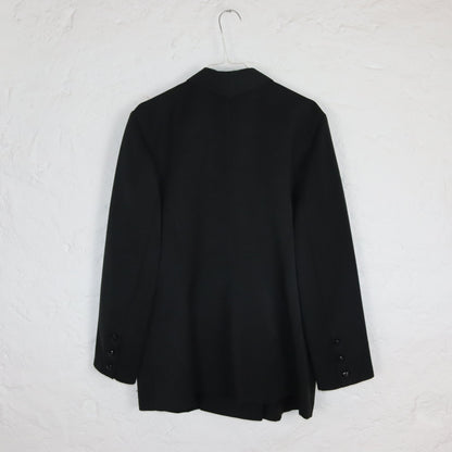 Vintage 80er 90er SIXTH SENSE by C&A Basic Blazer Viskose doppelte Knopfreihe schwarz 44