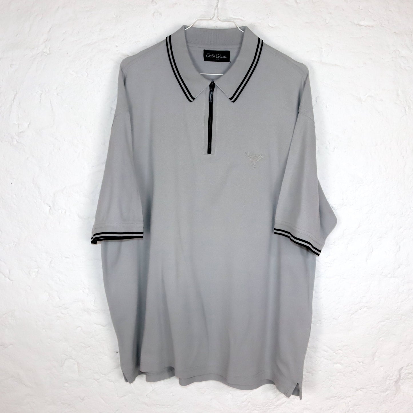 Vintage 80s 90s CARLO COLUCCI polo shirt T-shirt zipper grey M