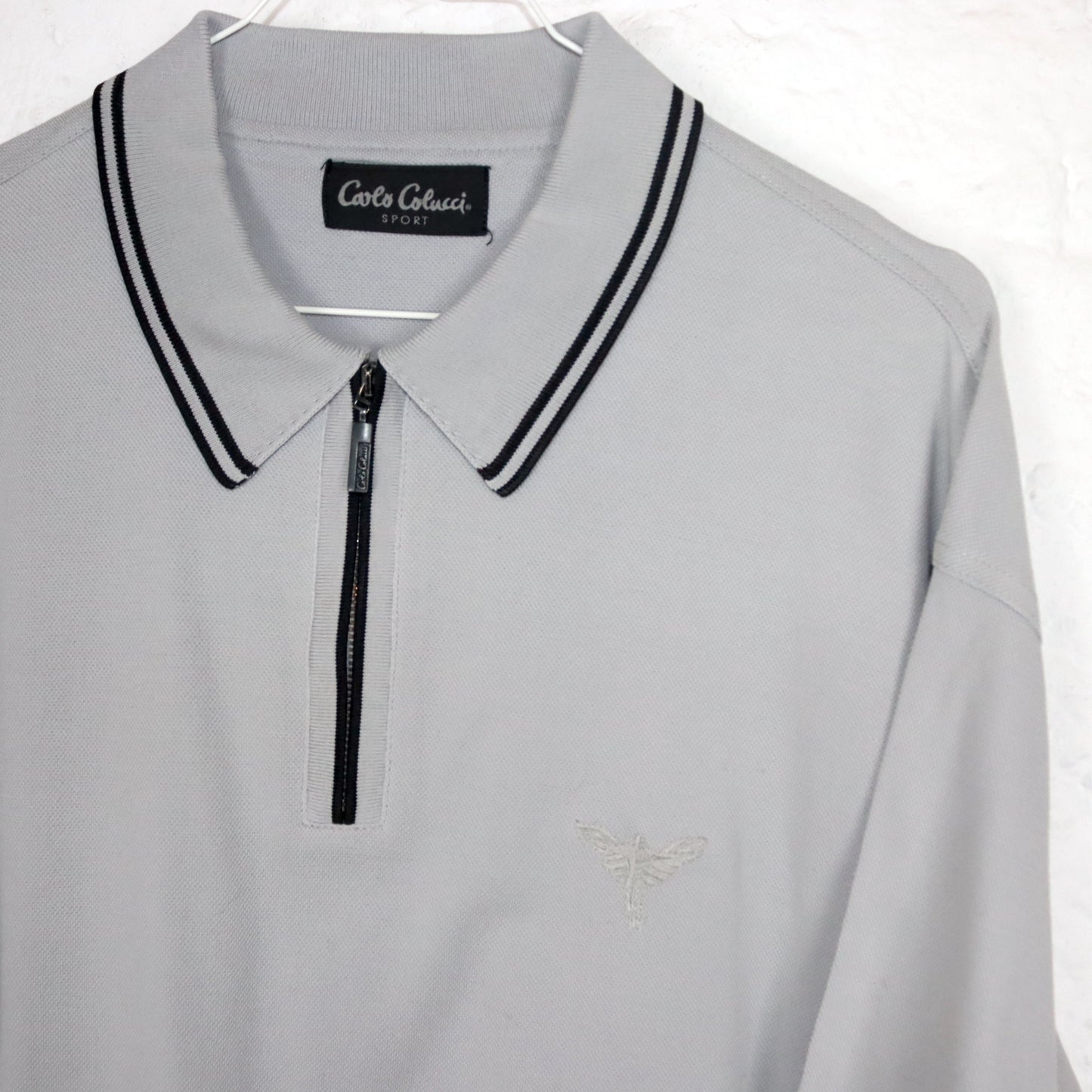 Vintage 80s 90s CARLO COLUCCI polo shirt T-shirt zipper grey M