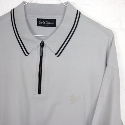 Vintage 80s 90s CARLO COLUCCI polo shirt T-shirt zipper grey M