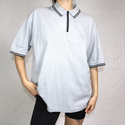 Vintage 80s 90s CARLO COLUCCI polo shirt T-shirt zipper grey M