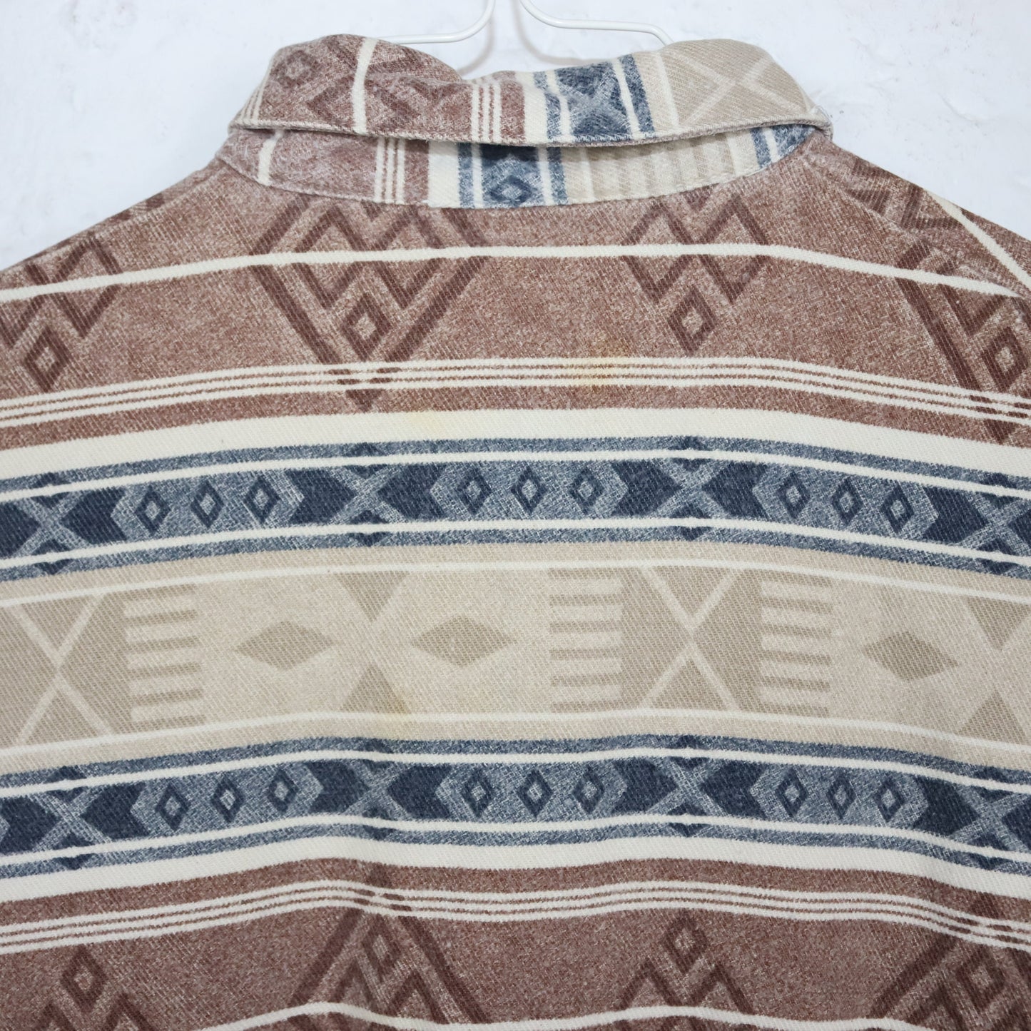 Vintage 80s 90s PIMKIE flannel shirt blouse Aztec pattern beige blue S