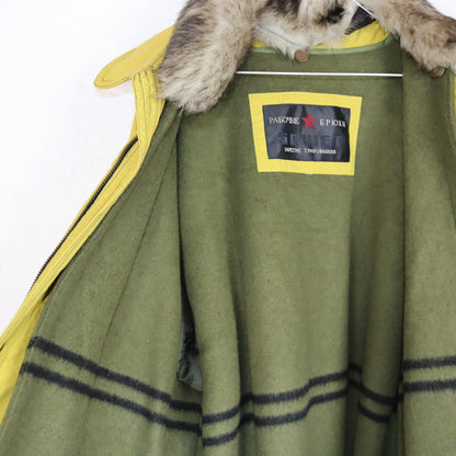 Vintage 80er 90er SOVIET Winterjacke gefüttert gelb Wolle Deadstock