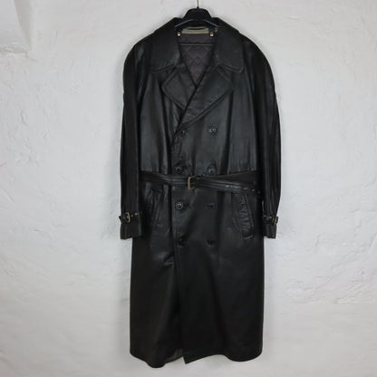 Vintage 80s 90s NIKATOR DDR VEB Freiberg leather coat with belt and lining 50 L