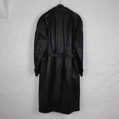 Vintage 80s 90s NIKATOR DDR VEB Freiberg leather coat with belt and lining 50 L