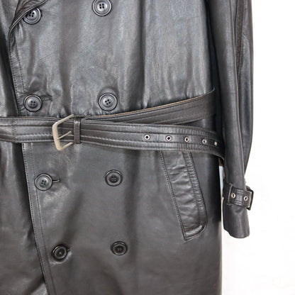 Vintage 80s 90s NIKATOR DDR VEB Freiberg leather coat with belt and lining 50 L