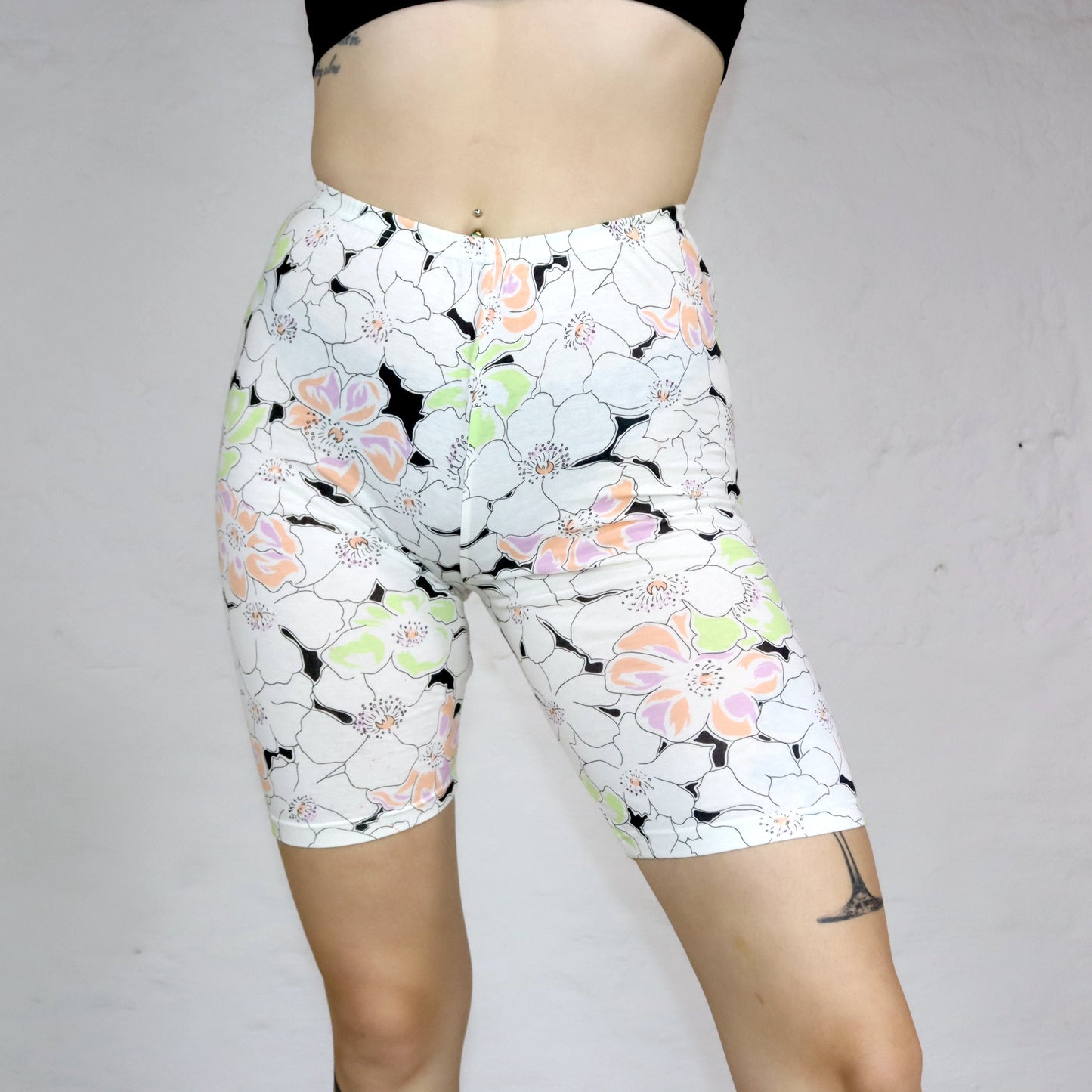 Vintage 80s 90s MEDICO cycling leggings crazy pattern white colorful Deadstock S