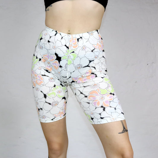 Vintage 80s 90s MEDICO cycling leggings crazy pattern white colorful Deadstock S