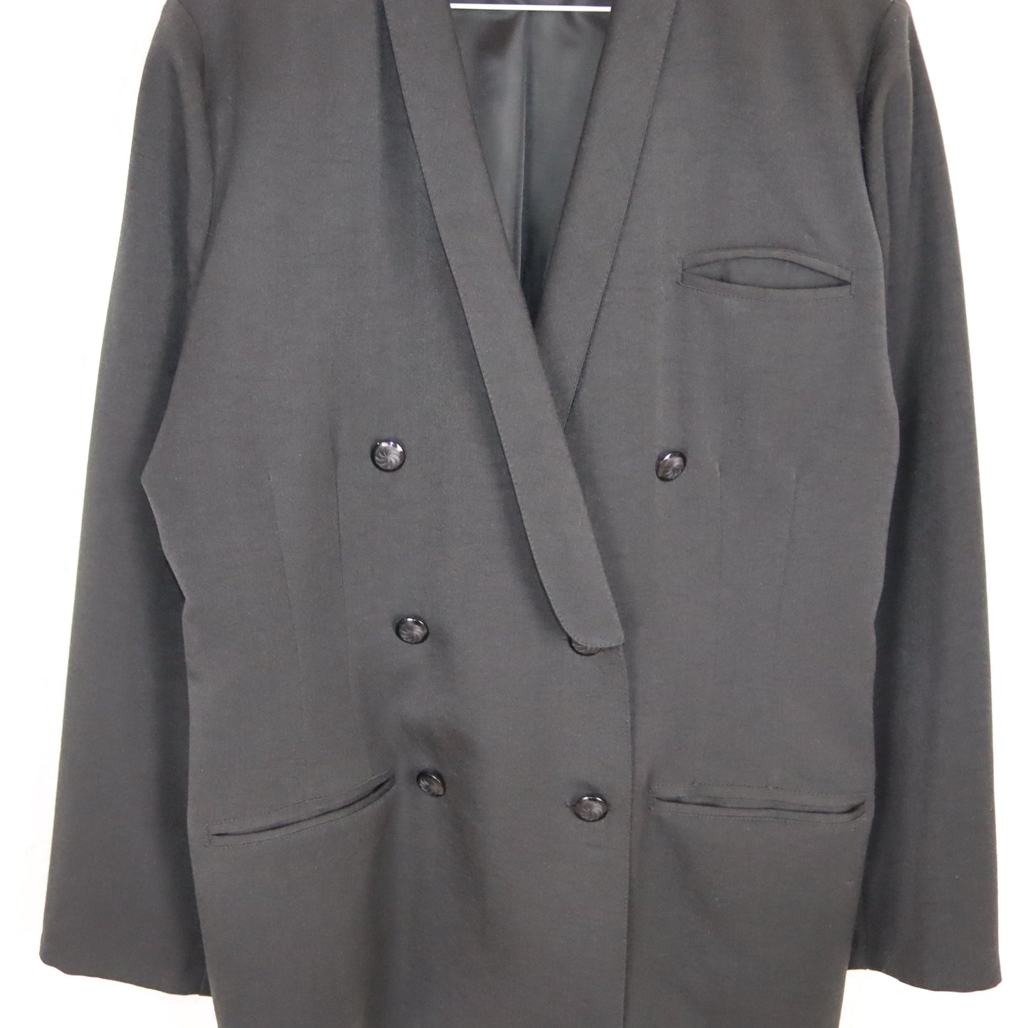 Vintage 80er 90er SIXTH SENSE by C&A Basic Blazer Viskose doppelte Knopfreihe schwarz 44