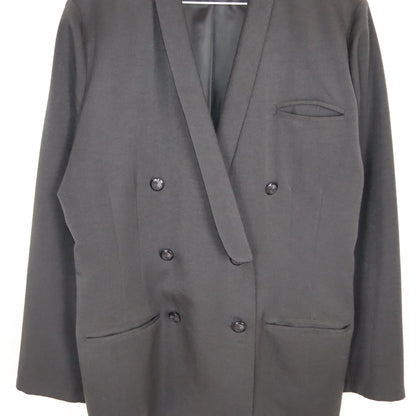 Vintage 80er 90er SIXTH SENSE by C&A Basic Blazer Viskose doppelte Knopfreihe schwarz 44