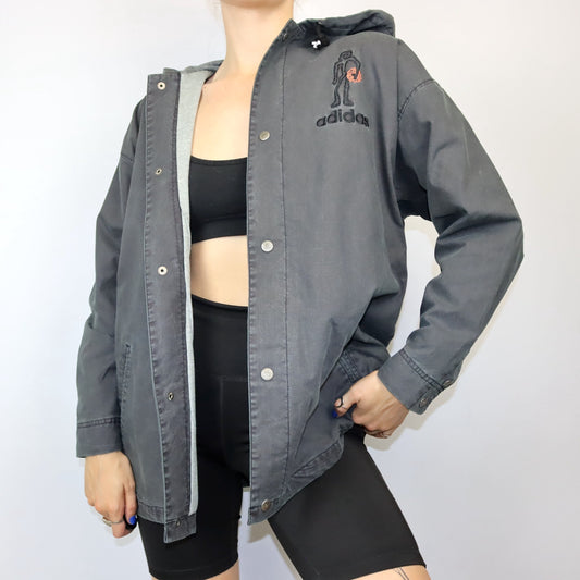 Vintage ADIDAS Rare Streetball Jacket Denim Gray Deadstock 176 M