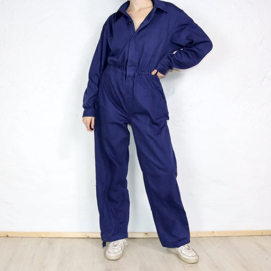 Vintage 80er 90er Workwear Overall Einteiler langarm blau 50 M