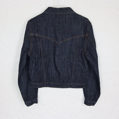 Vintage 90er 00er Y2K WRANGLER Jeansjacke dünn kurz eng dunkelblau UNGETRAGEN mit Etikett M