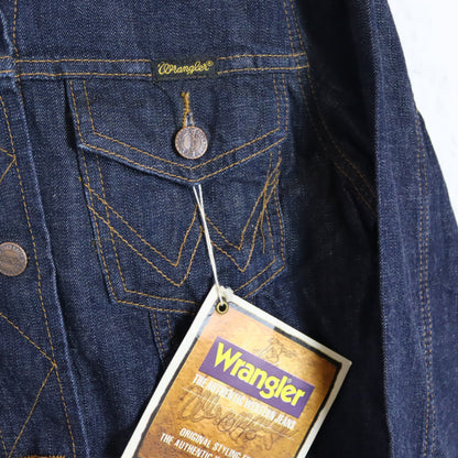 Vintage 90er 00er Y2K WRANGLER Jeansjacke dünn kurz eng dunkelblau UNGETRAGEN mit Etikett M