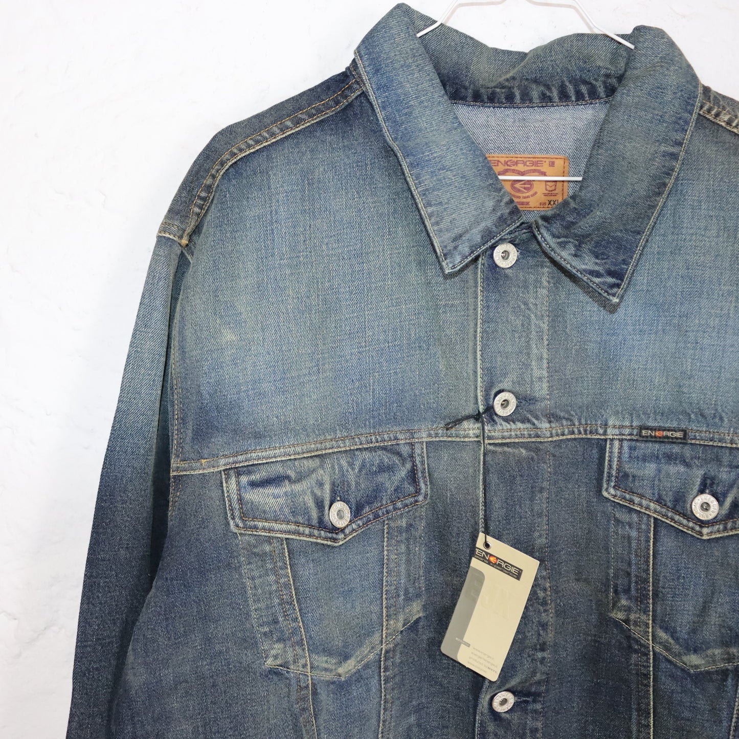 Vintage 00er Y2K ENERGIE Jeansjacke washed out blau UNGETRAGEN mit Etikett XXL