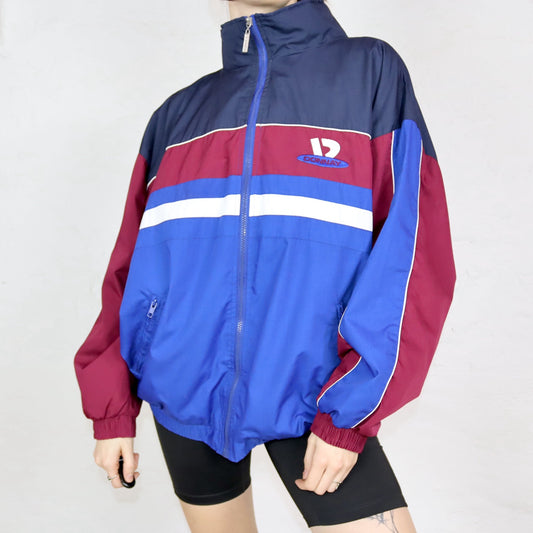 Vintage 80s 90s DONNAY tracksuit jacket red blue stand-up collar double-layered M