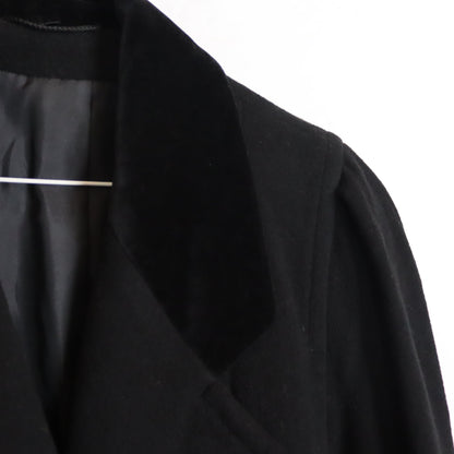 Vintage 80s 90s wool coat coat black velvet collar premium basic 40