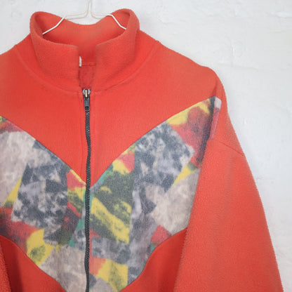 Vintage 80s 90s ETIREL fleece jacket crazy pattern collar M